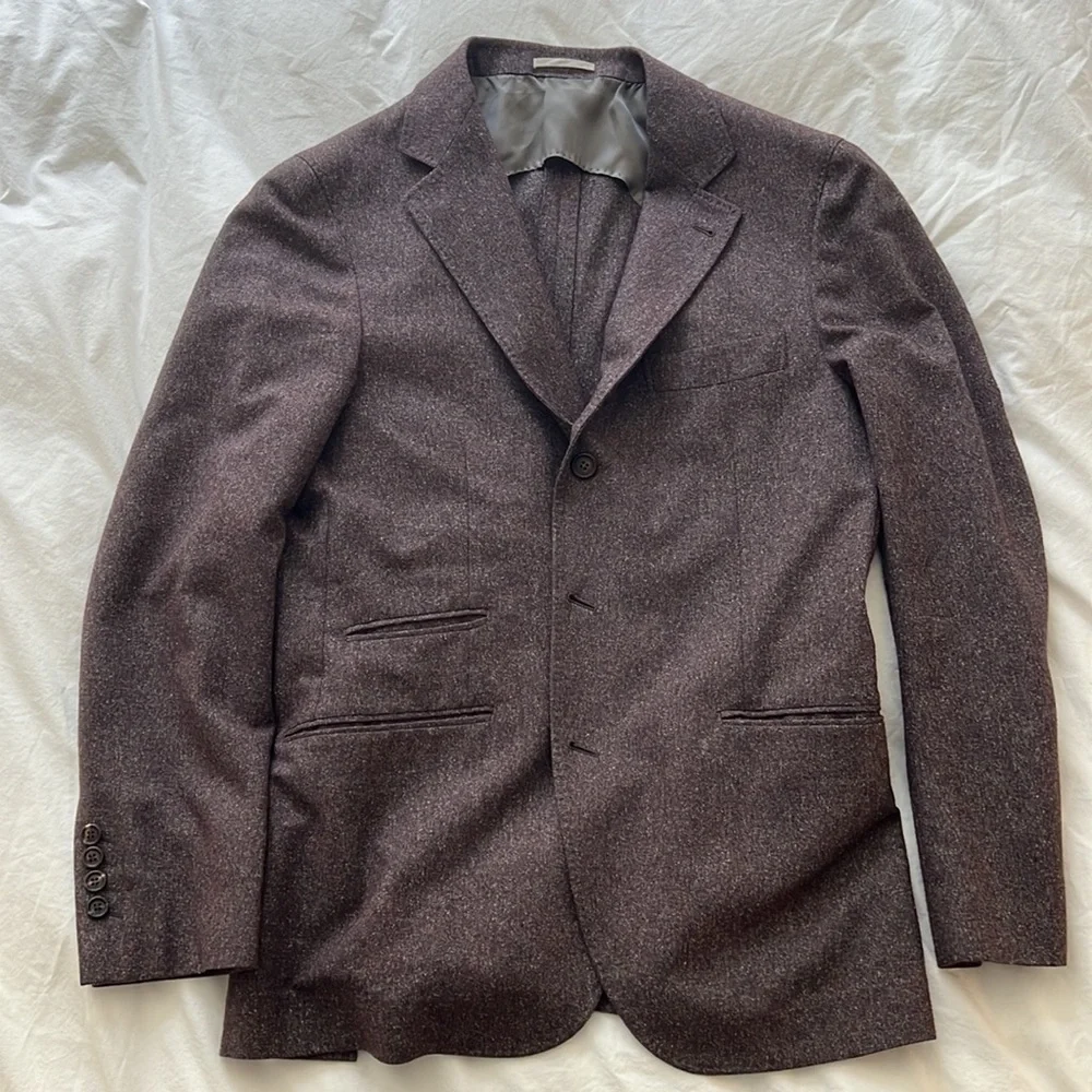 Brunello Cucunelli Blazer Size 50 Burgundy - Picture 2 of 5